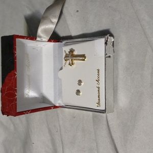 Diamond accent cross necklace set